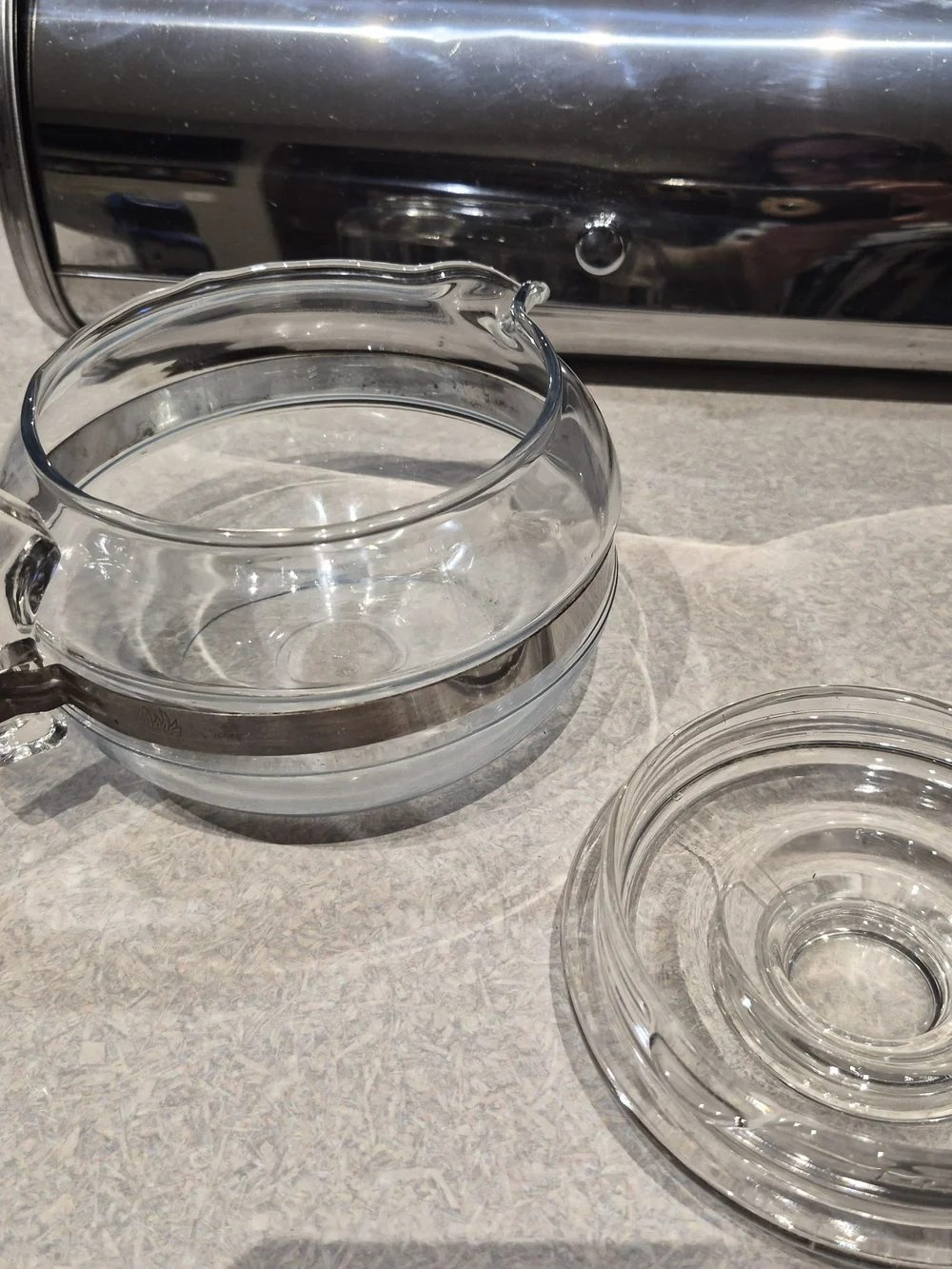 Clear Glass Teapot with Silver Band - Home Kitchen
